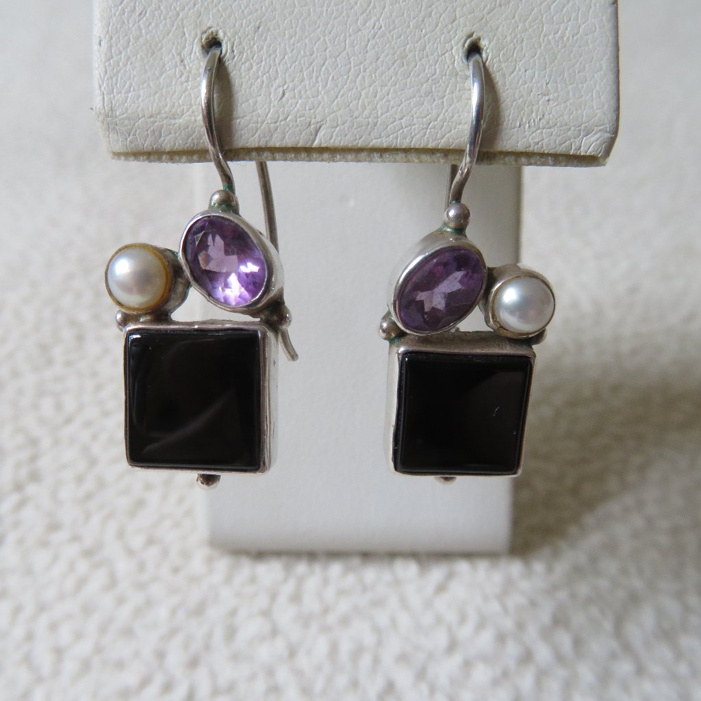 Janice Girardi Sterling Onyx Earrings